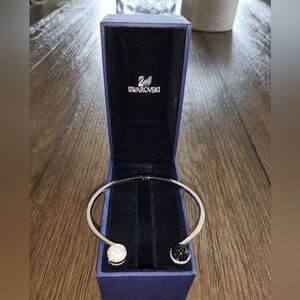 Swarovski Silver and Black Crystal Open Bangle **O.B.O.